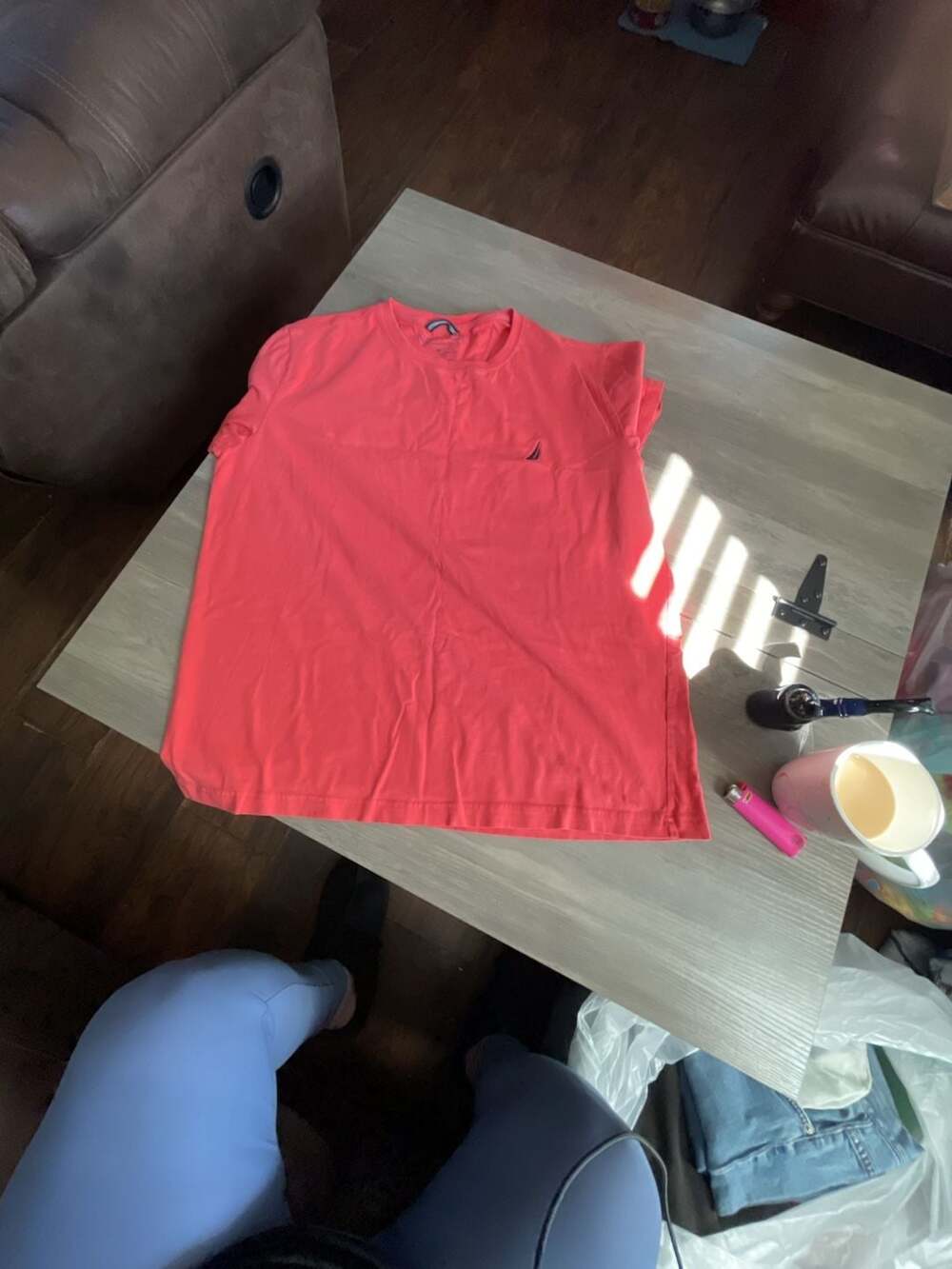 Nautica Performance Tee Size M Coral Crew Neck Short Sleeve